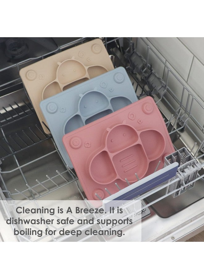 ROCCED Suction Plates for Baby placemat Spoon Fork Set for Toddlers, Silicone Baby Plates with Suction Baby Dishes for Kids Plates-Dusty blue - Image 5