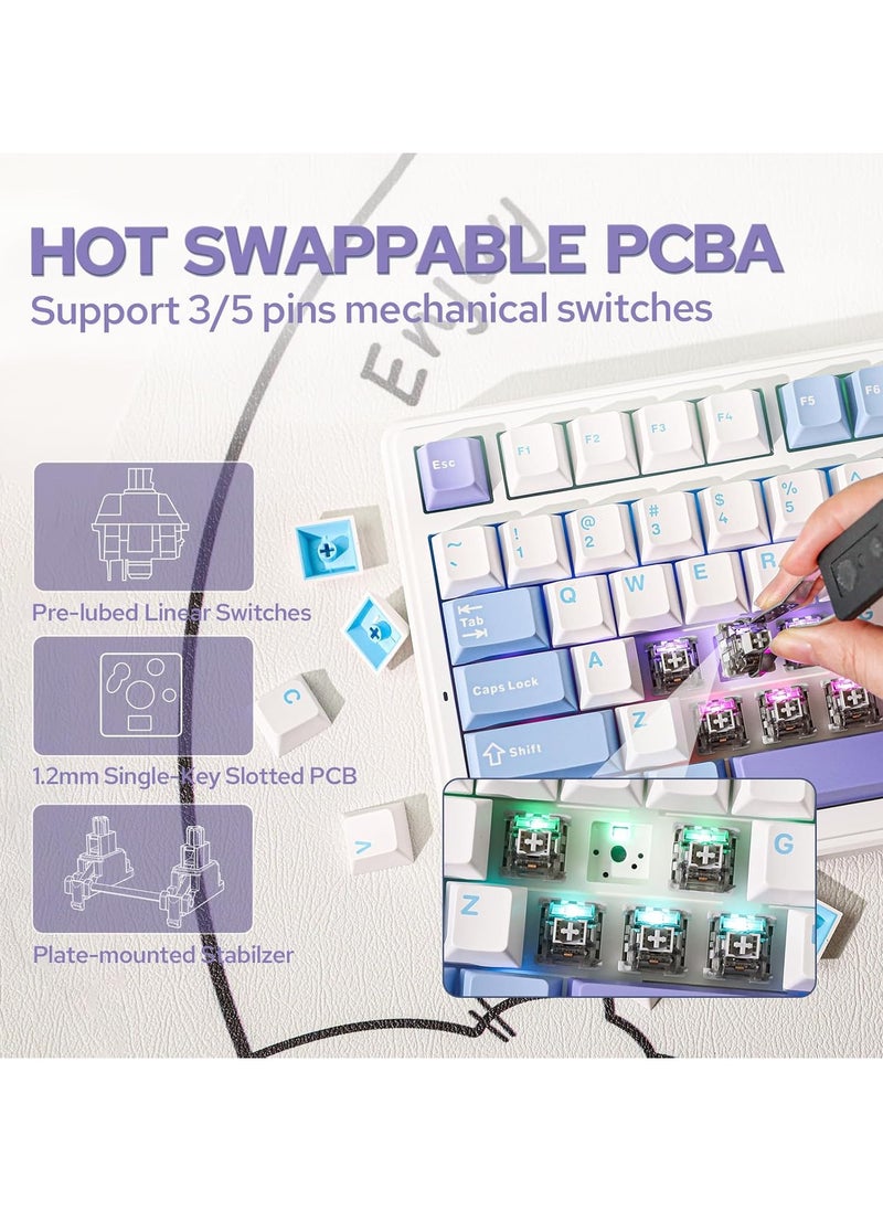 AULA - F99 Wireless Mechanical Keyboard, Tri-Mode BT5.0/2.4GHz/USB-C Hot Swappable Custom Keyboard, Pre-lubed Reaper Switch, Gasket Structure, RGB Backlit Gaming Keyboard for PC/Tablet/PS/Xbox - Image 1