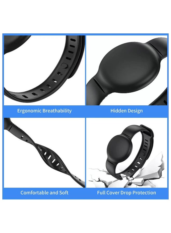 Silicone Waterproof AirTag Bracelet for AirTags, Hidden Design Wristband Case with Drop Protection, Comfortable Kids and Adult Tracker Band,(Black) - Image 2