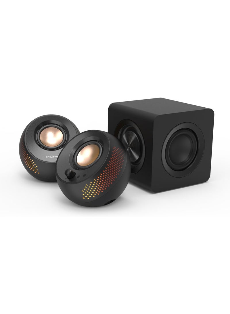 Creative Pebble X Plus 2.1 USB-C Computer Speakers with Subwoofer and Customizable RGB Lighting, Bluetooth 5.3, USB Audio, Up to 15W RMS Power for PC and Mac - Image 1