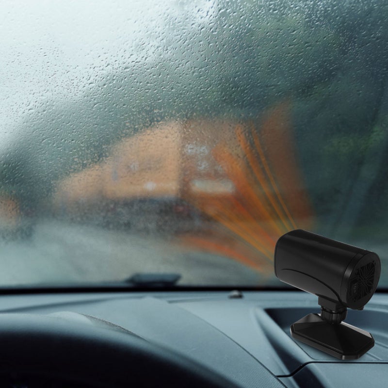 🚗 مروحة مدفأة سيارة محمولة مع وظيفة إزالة قابلة لتعديل الزاوية باللون الأسود للاستخدام الشتوي - Image 2