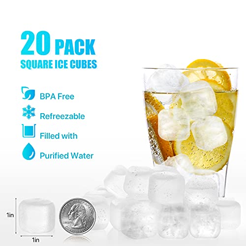 Nonley Reusable Ice Cubes for Drinks, 20 Pack Refreezable Plastic Ice Cubes BPA Free, Chills Drinks Without Diluting, Washable Fake Ice Cubes for Cocktails, Wine, Beer or Coffee Easy To Use - Image 2