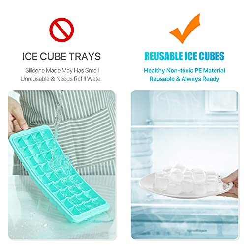 Nonley Reusable Ice Cubes for Drinks, 20 Pack Refreezable Plastic Ice Cubes BPA Free, Chills Drinks Without Diluting, Washable Fake Ice Cubes for Cocktails, Wine, Beer or Coffee Easy To Use - Image 5