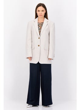 ESPRIT Women Regular Fit Yard Dye Casual Blazer, Grey  - Image 3