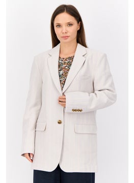 ESPRIT Women Regular Fit Yard Dye Casual Blazer, Grey  - Image 1
