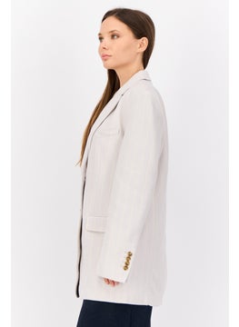 ESPRIT Women Regular Fit Yard Dye Casual Blazer, Grey  - Image 4