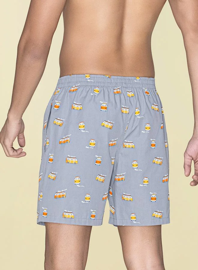 اكس واي اكس اكس Printed Cotton Boxer Shorts with Elasticated Waistband by Styli