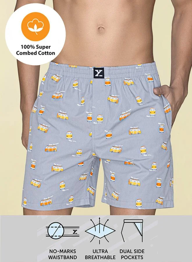 اكس واي اكس اكس Printed Cotton Boxer Shorts with Elasticated Waistband by Styli