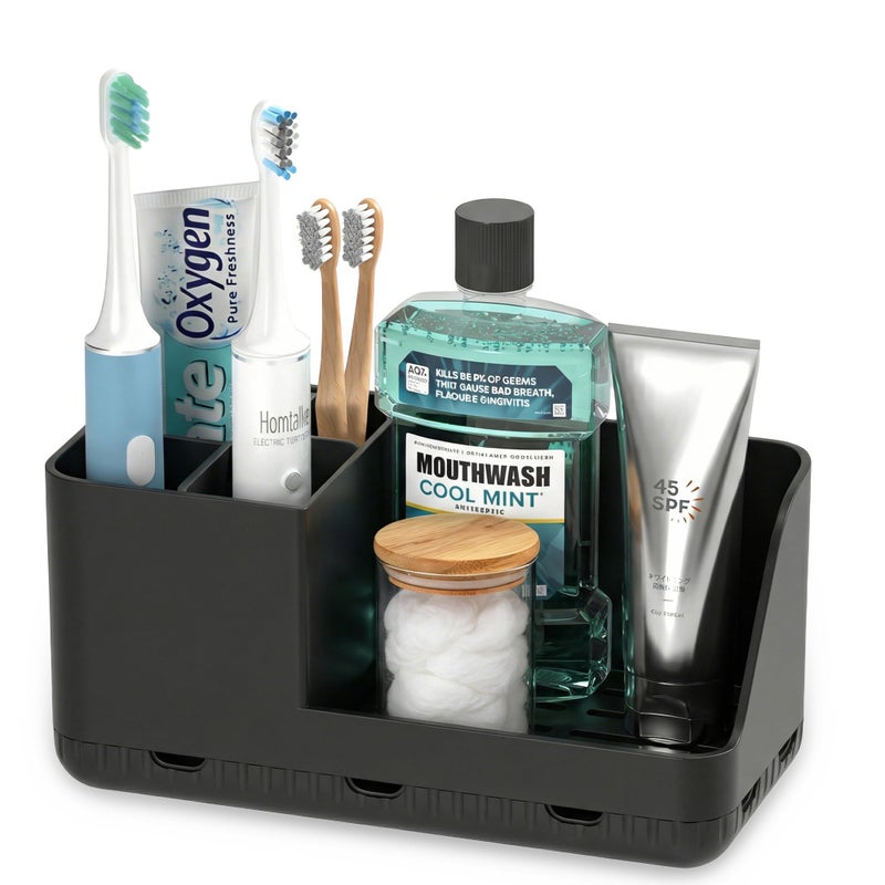 Homtalker Toothbrush Holders for Bathroom Counter - Detachable Bathroom Organizer and Storage Electric Toothbrush and Toothpaste Holder, Bathroom Decor Accessories for Countertop, Shower, Sink - Image 1