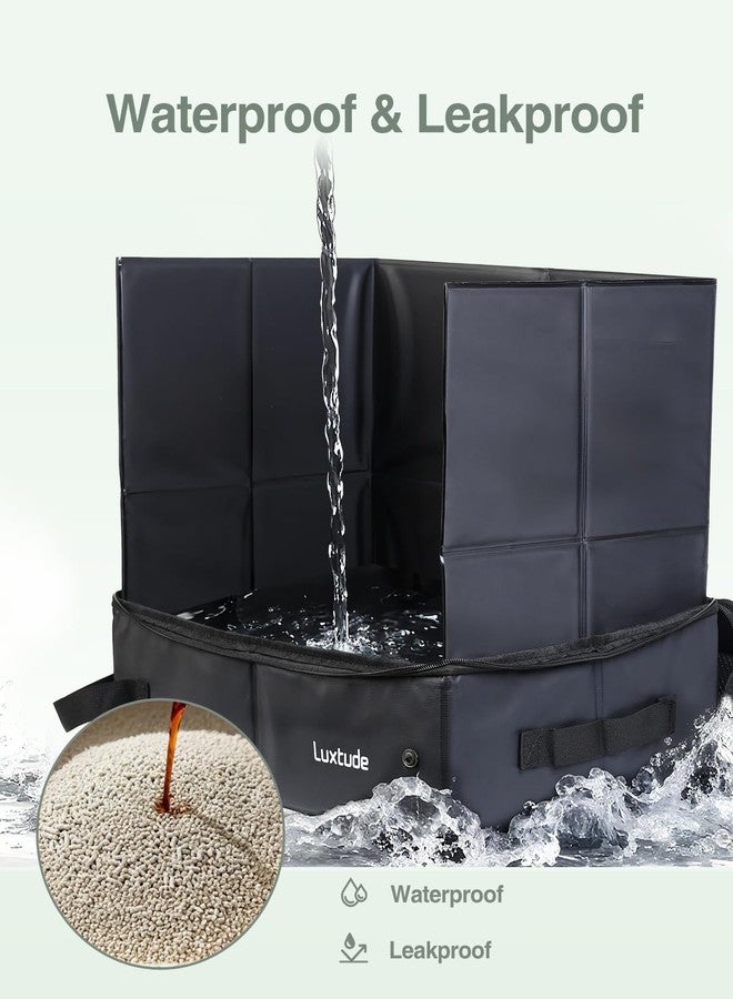 Luxtude Travel Litter Box for Cats with High Side, Collapsible/Portable with Carrying Bag, No Odor and Waterproof for Car, Road Trip, Hotel Room - Image 3