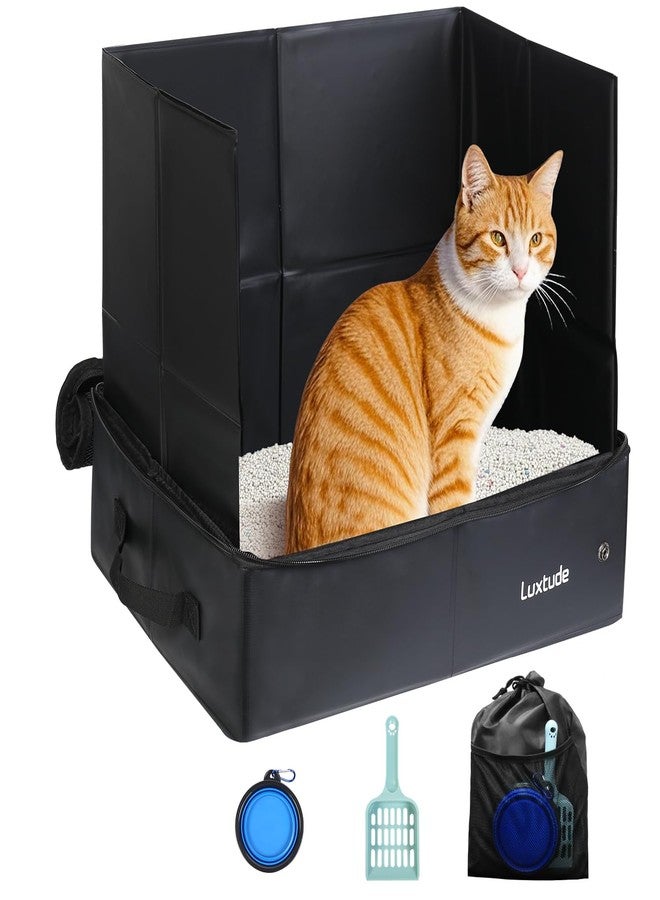 Luxtude Travel Litter Box for Cats with High Side, Collapsible/Portable with Carrying Bag, No Odor and Waterproof for Car, Road Trip, Hotel Room - Image 1