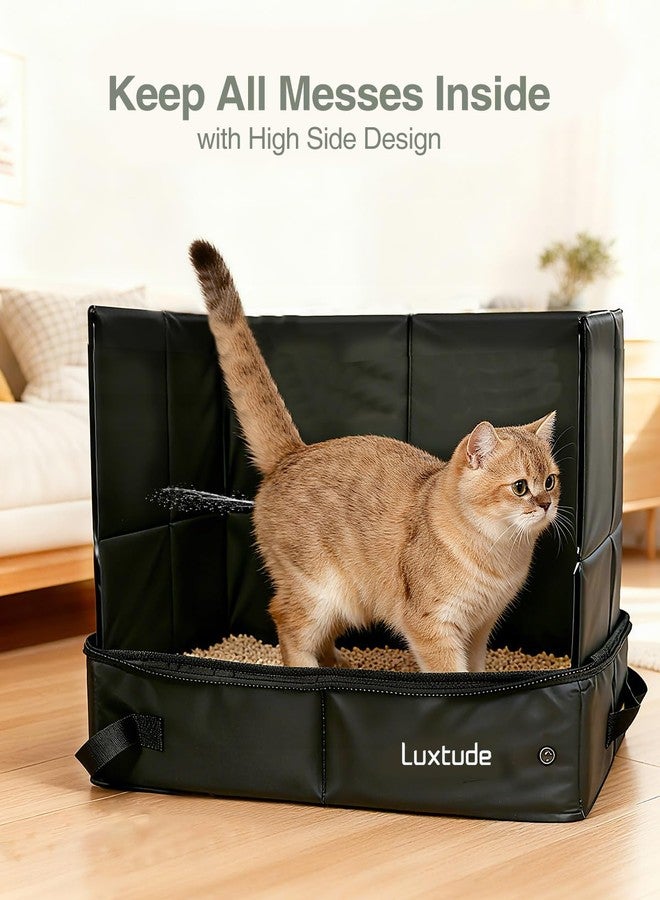 Luxtude Travel Litter Box for Cats with High Side, Collapsible/Portable with Carrying Bag, No Odor and Waterproof for Car, Road Trip, Hotel Room - Image 2