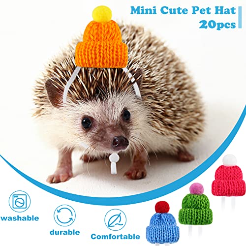 Mtlee 20 Pcs Mini Pet Snake Hat with Adjustable Elastic Chin Strap, Small Reptile Animal Hamster Knitted Hat for Pets Snake Ball Python Lizard Guinea Pig Chameleon Iguanas Accessories Decoration - Image 4