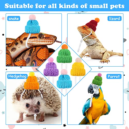 Mtlee 20 Pcs Mini Pet Snake Hat with Adjustable Elastic Chin Strap, Small Reptile Animal Hamster Knitted Hat for Pets Snake Ball Python Lizard Guinea Pig Chameleon Iguanas Accessories Decoration - Image 5