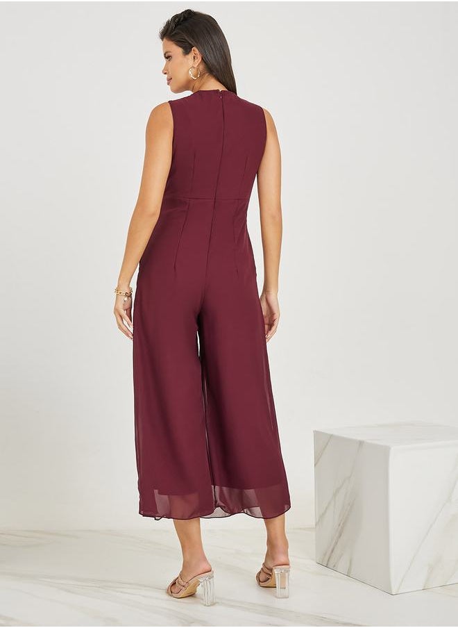 Styli - Wide Leg Sequined Jumpsuit with Self Tie - Image 1