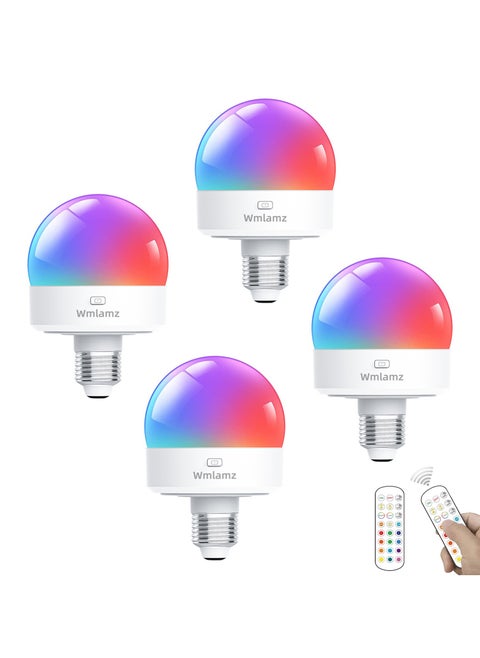 Wmlamz Rechargeable Smart Light Bulbs, With Remote E26/E27 LED Emergency Lightbulbs RGBCW Color With Timer Dimmable For Wall Wireless Sconce