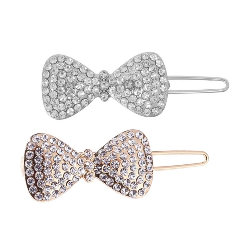 FAVOMOTO 2pcs Rhinestone Bow Hair Clips Bridal Hair Barrettes Alloy Crystal Bowknot Alligator Clips Wedding Accessories for Women - Image 1