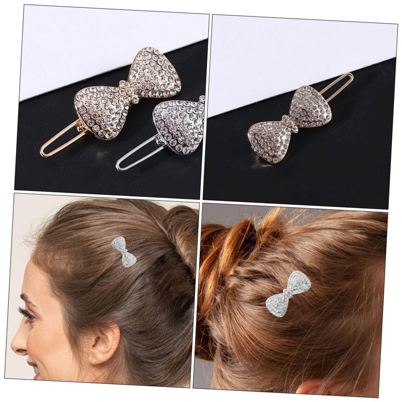 FAVOMOTO 2pcs Rhinestone Bow Hair Clips Bridal Hair Barrettes Alloy Crystal Bowknot Alligator Clips Wedding Accessories for Women - Image 4