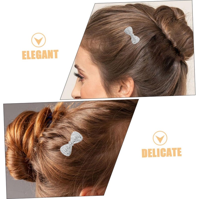 FAVOMOTO 2pcs Rhinestone Bow Hair Clips Bridal Hair Barrettes Alloy Crystal Bowknot Alligator Clips Wedding Accessories for Women - Image 3