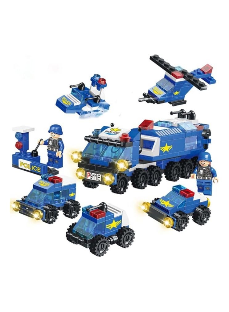 جودي لعبة سيارة شرطة فريق المدينة سوات 6 في 1، 158 قطعة، مكعبات بناء صغيرة حديثة، مناسبة للأطفال من سن 6 سنوات فما فوق، ألعاب إبداعية (فريق المدينة سوات) - Image 1