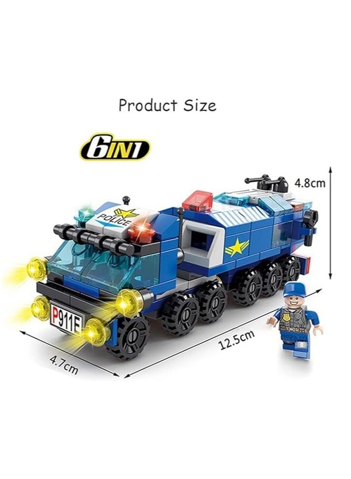جودي لعبة سيارة شرطة فريق المدينة سوات 6 في 1، 158 قطعة، مكعبات بناء صغيرة حديثة، مناسبة للأطفال من سن 6 سنوات فما فوق، ألعاب إبداعية (فريق المدينة سوات) - Image 2