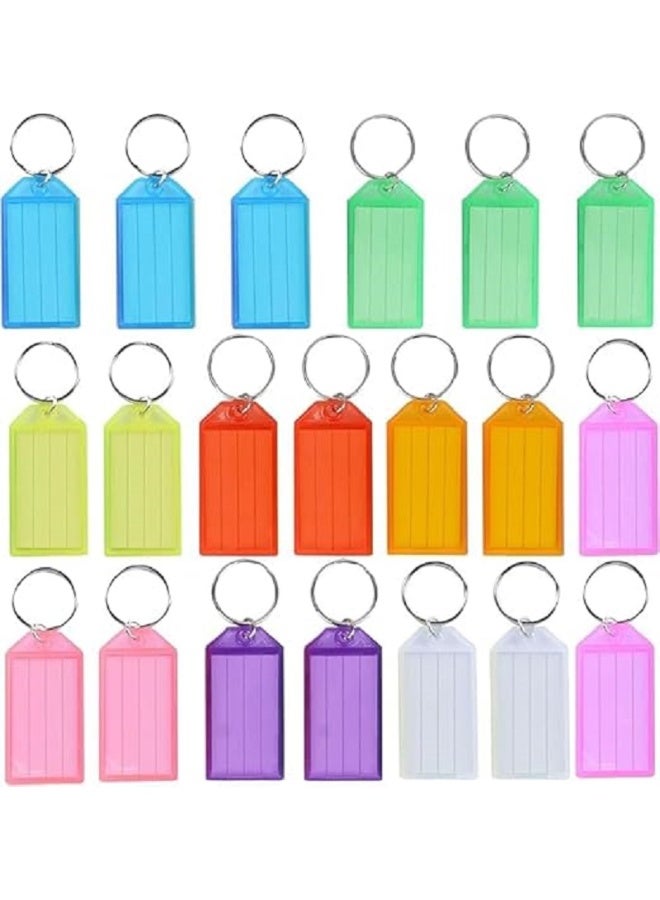 ميدالية مفاتيح ببطاقة تعريف وحلقة بلاستيكية كبيرة بمساحة لكتابة الاسم مناسبة لشنط السفر ومفاتيح الباب حلقة متينة متعدد الالوان (10) - Image 1