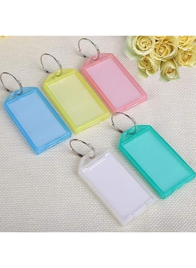 ميدالية مفاتيح ببطاقة تعريف وحلقة بلاستيكية كبيرة بمساحة لكتابة الاسم مناسبة لشنط السفر ومفاتيح الباب حلقة متينة متعدد الالوان (10) - Image 2