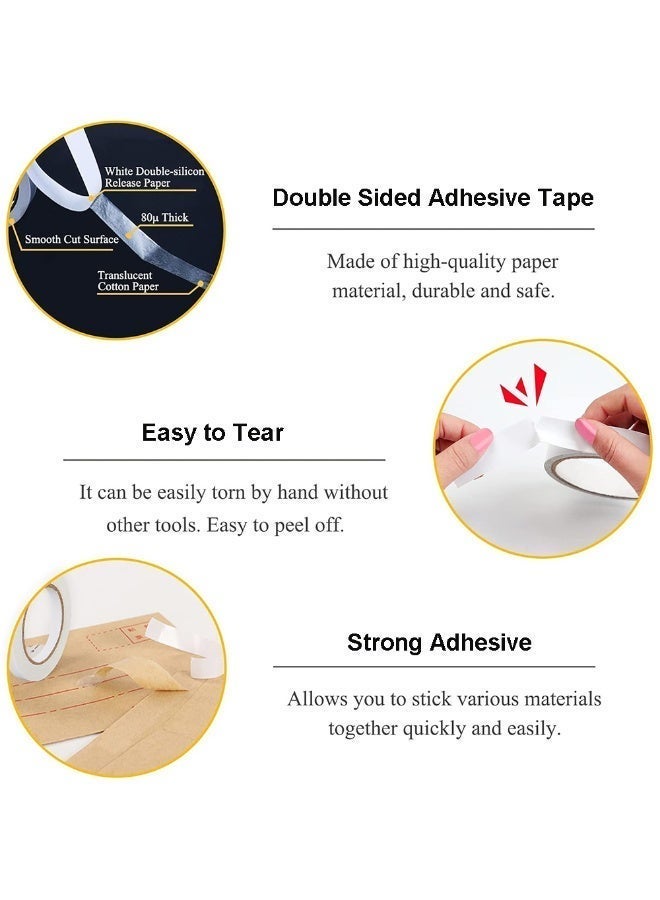 شريط لاصق مزدوج الوجه للحرف اليدوية، 6 لفات شريط لاصق مزدوج الوجه متعدد الأحجام شديد التحمل للفنون والتصوير الفوتوغرافي وعلب الهدايا وتصميم دفاتر القصاصات وصناعة البطاقات والورق المقوى - Image 4