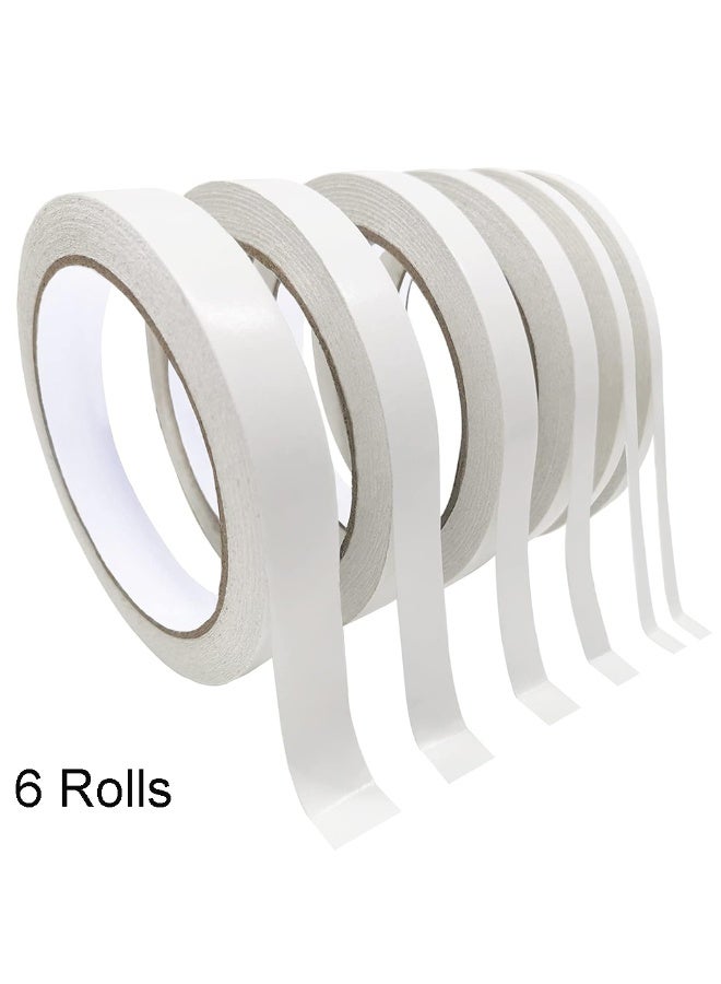 شريط لاصق مزدوج الوجه للحرف اليدوية، 6 لفات شريط لاصق مزدوج الوجه متعدد الأحجام شديد التحمل للفنون والتصوير الفوتوغرافي وعلب الهدايا وتصميم دفاتر القصاصات وصناعة البطاقات والورق المقوى - Image 1
