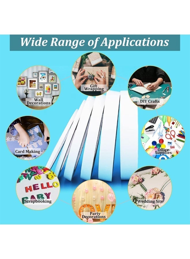 شريط لاصق مزدوج الوجه للحرف اليدوية، 6 لفات شريط لاصق مزدوج الوجه متعدد الأحجام شديد التحمل للفنون والتصوير الفوتوغرافي وعلب الهدايا وتصميم دفاتر القصاصات وصناعة البطاقات والورق المقوى - Image 3