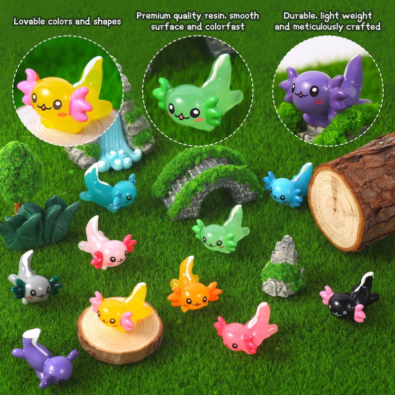 YFDFFSDCY 50 PCS Mini Resin Axolotl 10 Colors Tiny Axolotl Figurines Miniature Axolotls Ornament Charms for Landscape Aquarium Micro Dollhouse Garden Potted Plants Birthday Party Decoration - Image 5