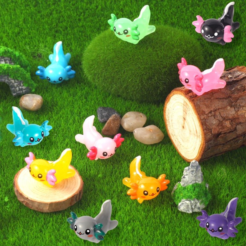 YFDFFSDCY 50 PCS Mini Resin Axolotl 10 Colors Tiny Axolotl Figurines Miniature Axolotls Ornament Charms for Landscape Aquarium Micro Dollhouse Garden Potted Plants Birthday Party Decoration - Image 4