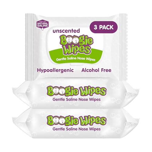 BOOGIE WIPES Unscented Saline Nose Wipes (Pack of 3) -30 Count - Image 1