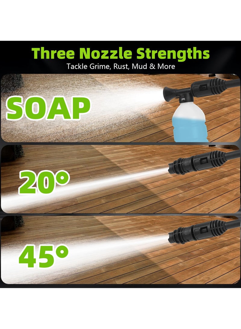 بوليفياز غسالة ضغط عالي 2000 PSI كهربائية 2800 واط - مع فوم كانون و 5 فوهات لتنظيف السيارات والأسوار والطرقات، آلة تنظيف منزلية قوية بمعدل تدفق 1.2 جالون/دقيقة - Image 5