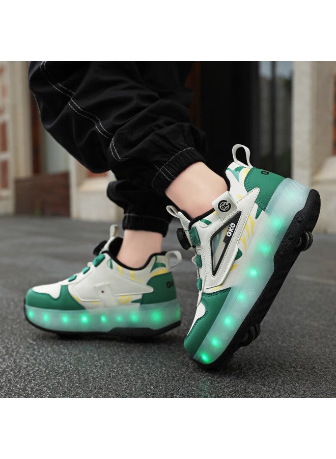 Bkg Boys' Sports Running Shoes Autumn Winter Youth Roller Skates Durable Zyq24311-b20 Beige Green Size 32 - Image 5