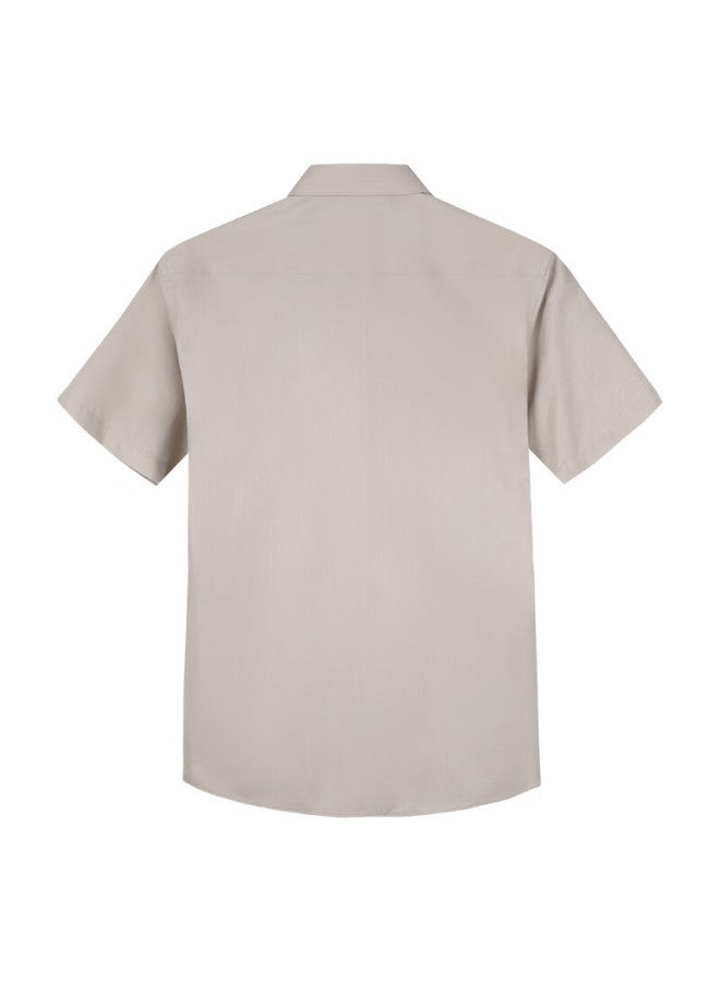 Tries Men's Short-sleeve Shirt, Modal Embroidery, Business Formal Wear, Casual Shirt, Professional Solid Color Versatile Top