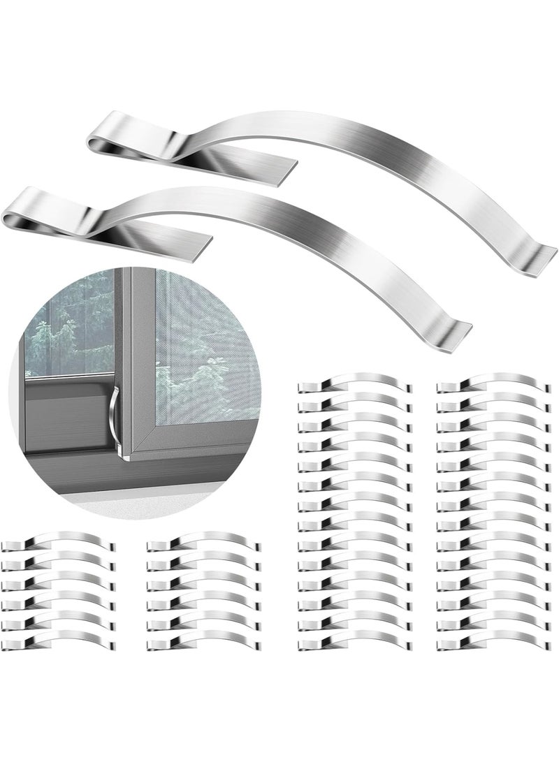 SOLARAE Corner Mount Flat Window Spring, 60 Pcs Corner Mount Flat Window Spring Stainless Steel Window Screen Clips, Holds Window Screens Into Sliding Aluminum Channels - Image 1