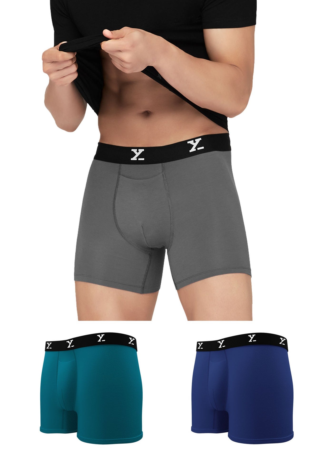 XYXX Pack of 3 men's IntelliSoft Modal BoxePack of 3 Men's Modal Stretchable Breathable Boxer Briefs Shorts Underwearr Briefs