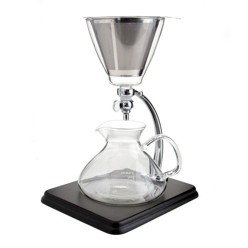 YAMA Yama Glass Silverton 16oz Coffee  Tea Brewer  HeatResistant Borosilicate Glass with Black Wood Base and Stainless Steel Filter 