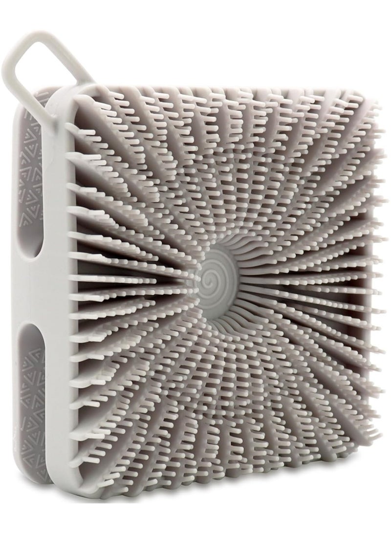 Silicone Body Scrubber, Silicone Loofah Double-Sided Body Brush,Silicone Shower Scrubber and Scalp Massager Shampoo Brush for Sensitive Kids Women Men All Kinds of Skin (Cool Gray) - Image 1