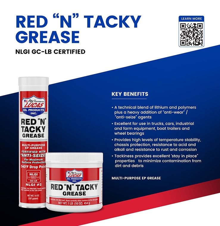 Lucas Oil 10005 Red 'N' Tacky Grease - 14 Ounce - Image 2