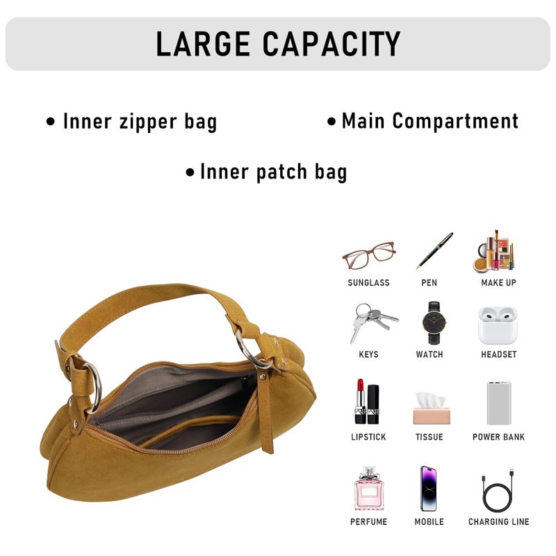 Chinllo Purse Suede Shoulder bag for women, Cute Mini Clutch Zipper Hobo Tote Handbags - Image 4