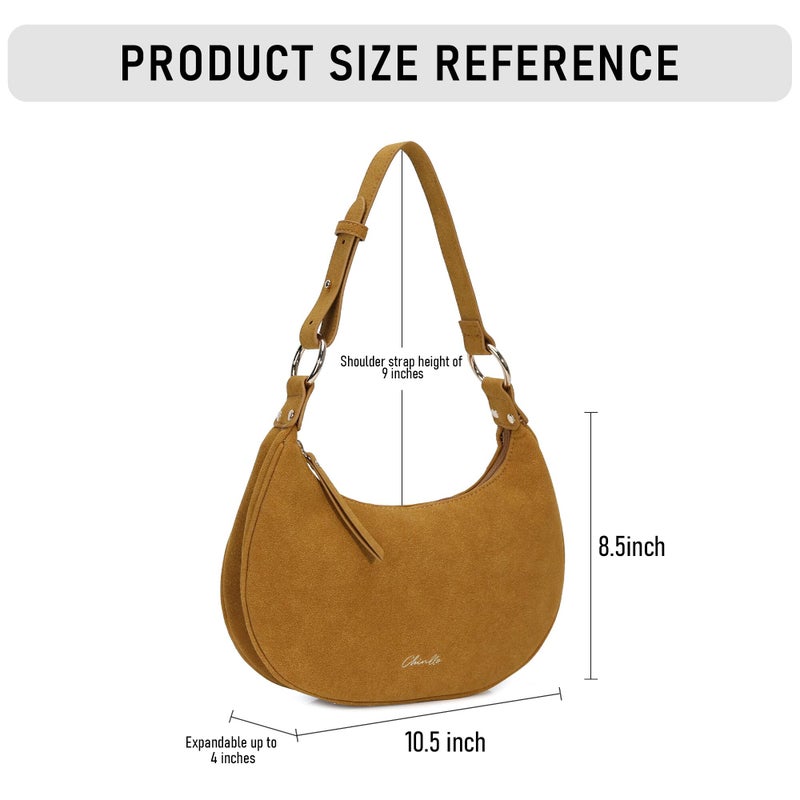 Chinllo Purse Suede Shoulder bag for women, Cute Mini Clutch Zipper Hobo Tote Handbags - Image 2