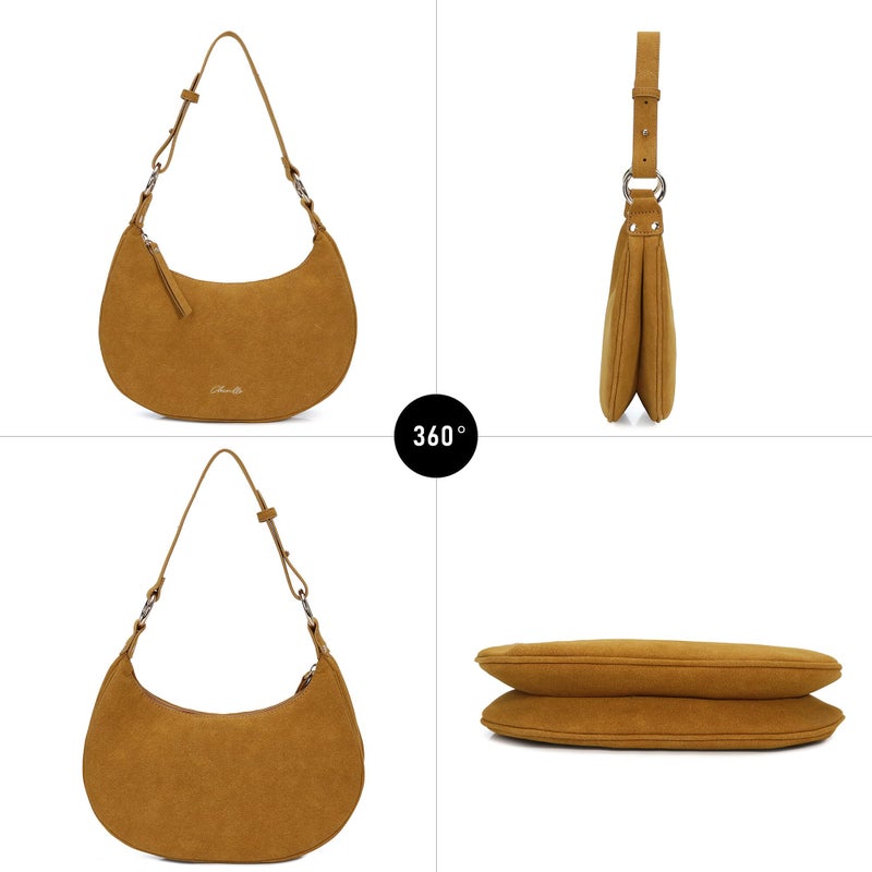 Chinllo Purse Suede Shoulder bag for women, Cute Mini Clutch Zipper Hobo Tote Handbags - Image 5