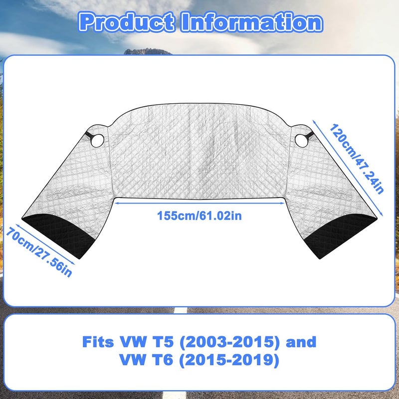 Aurobest 155 x 120 cm Car Windshield Cover for VW T5 & T6 - Portable Protective Folding Sunshade - Image 5
