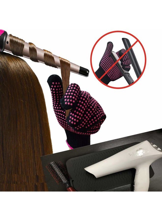 AFT90 Heat Resistant Silicone Glove and Mat Set for Curling Iron, Hair Straightener, Flat Irons - 9" x 6.5" Food Grade Silicone Mat, Black - Image 3