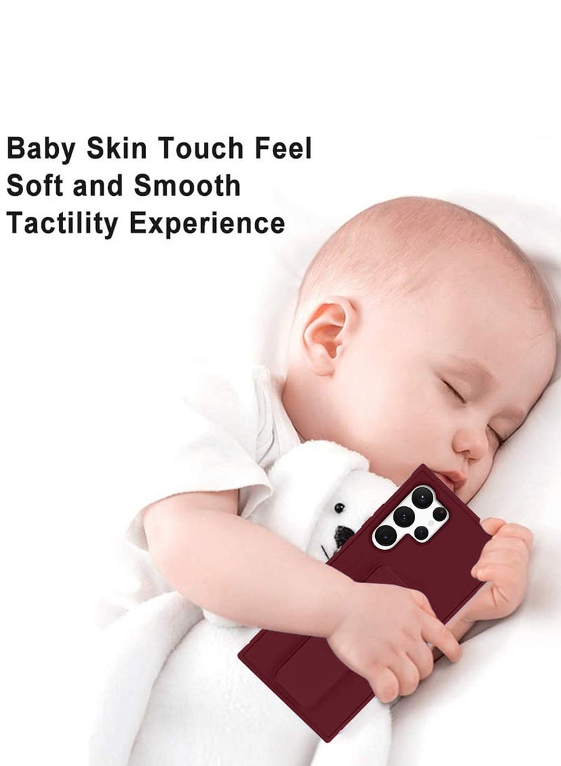 دبليو تيك Samsung Galaxy S25 Ultra 2025 قبضة يدوية قابلة للطي مسند مغناطيسي حزام معصم قبضة إصبع مع غطاء هيكل حديدي مدمج - كستنائي - Image 2