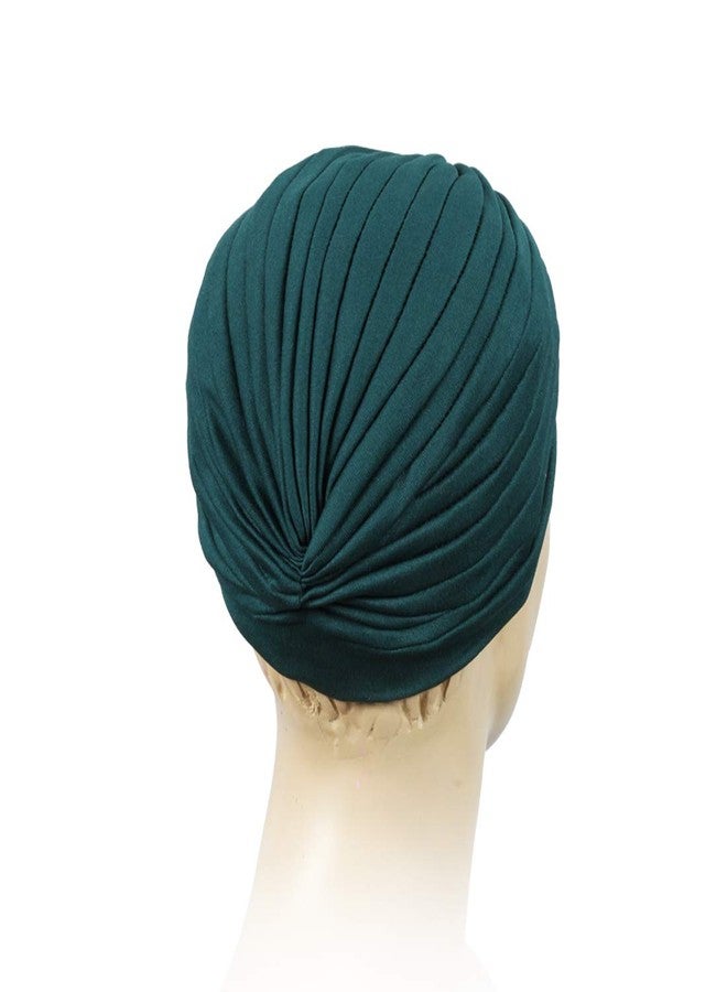 BISMAADH 2 Pcs Men & Women Pleated Head Wrap Knit Bonnet Turban/Pleated Stretchable Polyester Pagri Head Cover/Sun Cap (Black & Dark Grey) - Image 5