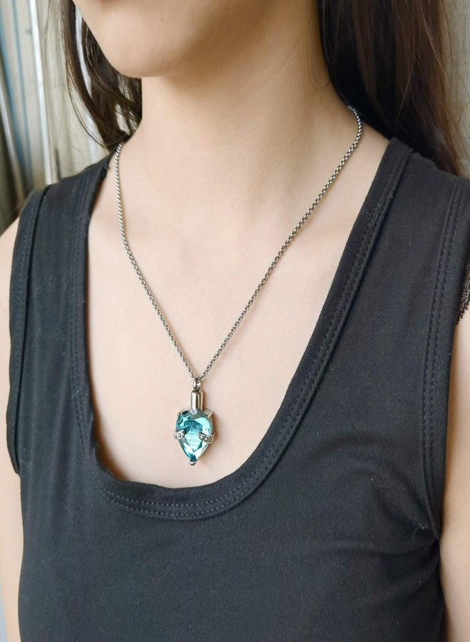 YOUFENG Birthstones Heart Cremation Pendant Urn Necklaces for Ashes Urns for Human Ashes Memorial Locket Keepsake Ashes Jewelry with Fill Kit - Image 3