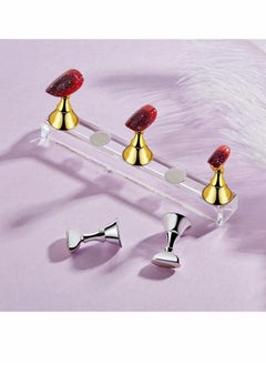 KASTWAVE 2 Sets Acrylic Nail Display Stand Nail Tip Practice Stand Magnetic Nail Practice Holder Fingernail DIY Nail Art Stand for False Nail Tip Manicure Tool DIY Display Stands (Gold and Silver)  - Image 5